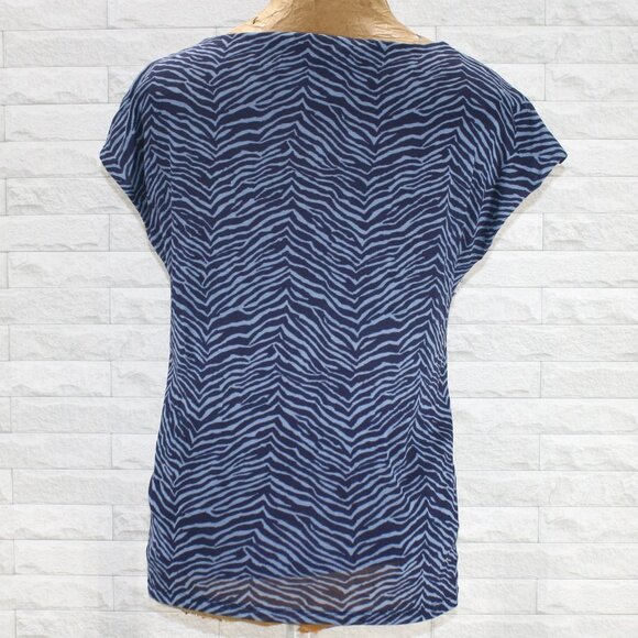 LIZ CLAIBORNE Blouse Sheer Sleeveless V-neck Animal Print Zebra Blue Small - Picture 4 of 12